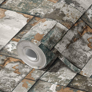 Luxury Beige Stone Embossed 3D Embossed Wallpaper, Industrial Non-Woven Wall Covering, 41.7"W x 398"H, Washable Removable for