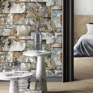 Luxury Beige Stone Embossed 3D Embossed Wallpaper, Industrial Non-Woven Wall Covering, 41.7"W x 398"H, Washable Removable for