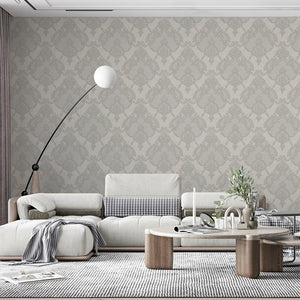 Luxury Gray Damask Textured 3D Embossed Wallpaper, Glam Non-Woven Wall Covering, 41.7"W x 398"H, Washable Removable for Livin