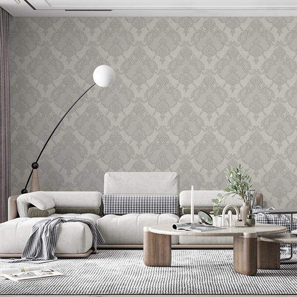 Luxury Gray Damask Textured 3D Embossed Wallpaper, Glam Non-Woven Wall Covering, 41.7"W x 398"H, Washable Removable for Livin