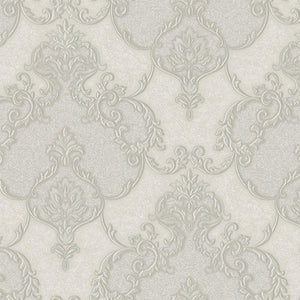 Luxury Gray Damask Textured 3D Embossed Wallpaper, Glam Non-Woven Wall Covering, 41.7"W x 398"H, Washable Removable for Livin