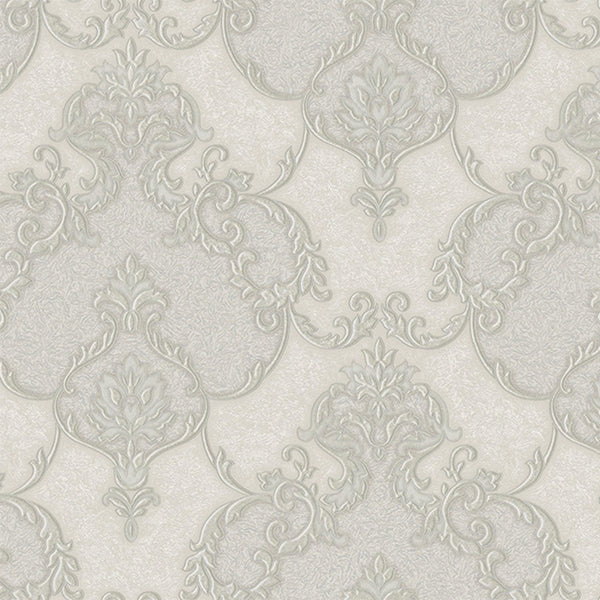 Luxury Gray Damask Textured 3D Embossed Wallpaper, Glam Non-Woven Wall Covering, 41.7"W x 398"H, Washable Removable for Livin