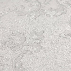 Luxury Silver Damask Textured 3D Embossed Wallpaper, Glam Non-Woven Wall Covering, 41.7"W x 398"H, Washable Removable for Liv