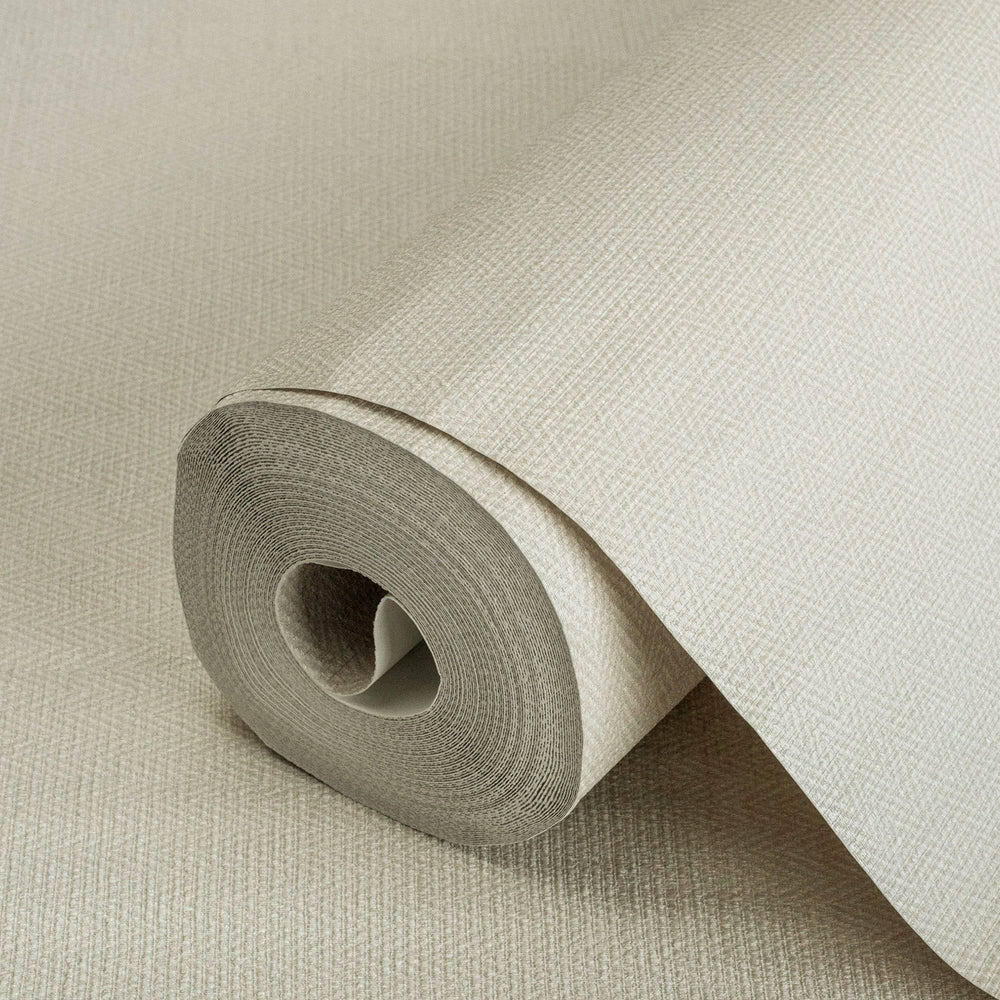 Luxury Ivory Chevron Fabric Textured Wallpaper, Modern Non-Woven Wall Covering, 41.7"W x 614"H, Washable Removable for Living