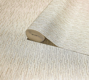 Luxury Ivory Geometric Embossed 3D Embossed Wallpaper, Coastal Non-Woven Wall Covering, 41.7"W x 614"H, Washable Removable fo