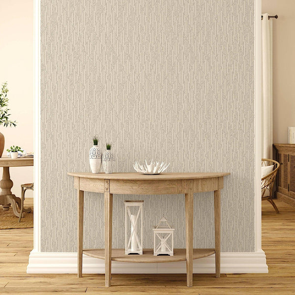 Luxury Ivory Geometric Embossed 3D Embossed Wallpaper, Coastal Non-Woven Wall Covering, 41.7"W x 614"H, Washable Removable fo