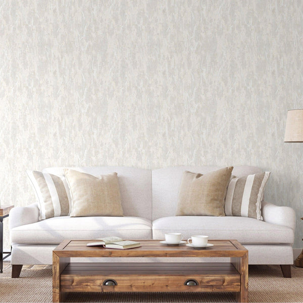 Luxury Ivory Abstract Distressed Wallpaper, Coastal Non-Woven Wall Covering, 41.7"W x 398"H, Washable Removable for Living Ro
