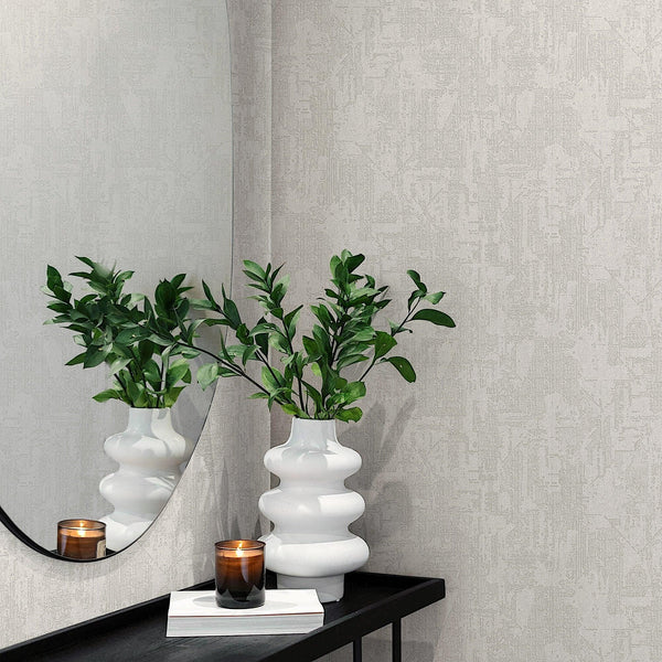 Luxury Ivory Distressed Embossed 3D Embossed Wallpaper, Mediterranean Non-Woven Wall Covering, 41.7"W x 614"H, Washable Remov