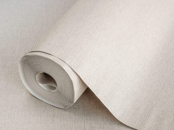 Luxury Ivory Fabric Textured Wallpaper, Traditional Non-Woven Wall Covering, 41.7"W x 614"H, Washable Removable for Living Ro