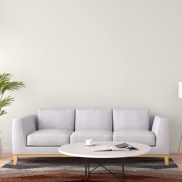 Luxury Ivory Striped Stripe Textured Wallpaper, Country Non-Woven Wall Covering, 41.7"W x 614"H, Washable Removable for Livin