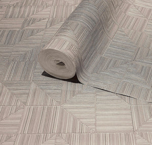 Luxury Ivory Geometric Textured Wallpaper, Contemporary Non-Woven Wall Covering, 41.7"W x 614"H, Washable Removable for Livin