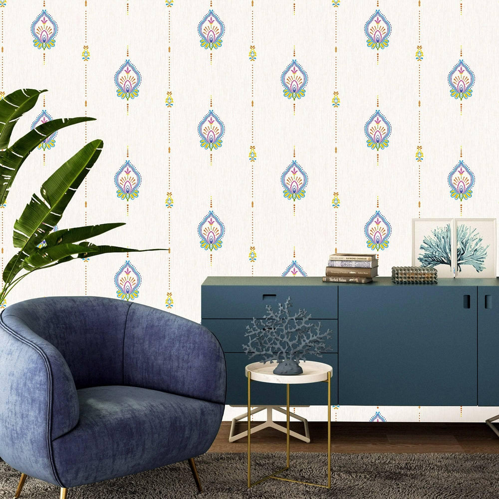 Luxury Ivory Striped Stripe Textured Wallpaper, Boho Non-Woven Wall Covering, 41.7"W x 614"H, Washable Removable for Living R
