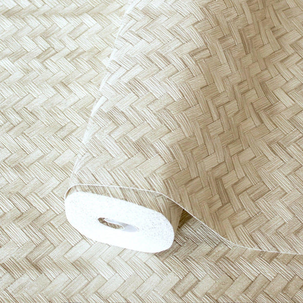 Luxury Beige Chevron Geometric 3D Embossed Wallpaper, Boho Non-Woven Wall Covering, 41.7"W x 614"H, Washable Removable for Li