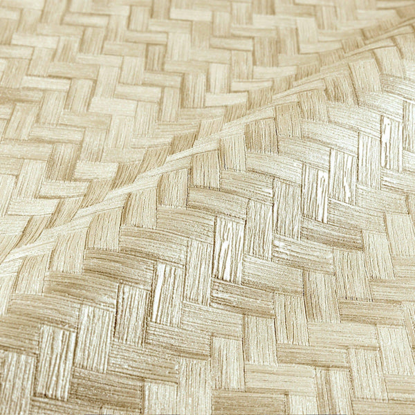 Luxury Beige Chevron Geometric 3D Embossed Wallpaper, Boho Non-Woven Wall Covering, 41.7"W x 614"H, Washable Removable for Li