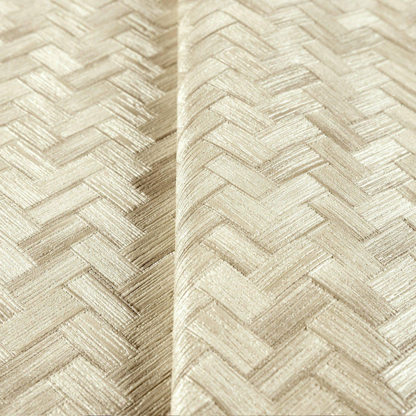 Luxury Beige Chevron Geometric 3D Embossed Wallpaper, Boho Non-Woven Wall Covering, 41.7"W x 614"H, Washable Removable for Li