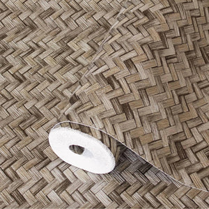 Luxury Brown Chevron Geometric 3D Embossed Wallpaper, Farmhouse Non-Woven Wall Covering, 41.7"W x 614"H, Washable Removable f