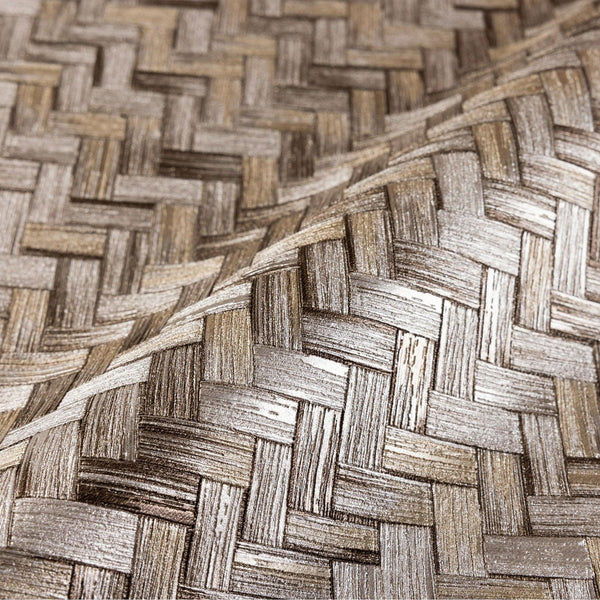 Luxury Brown Chevron Geometric 3D Embossed Wallpaper, Farmhouse Non-Woven Wall Covering, 41.7"W x 614"H, Washable Removable f