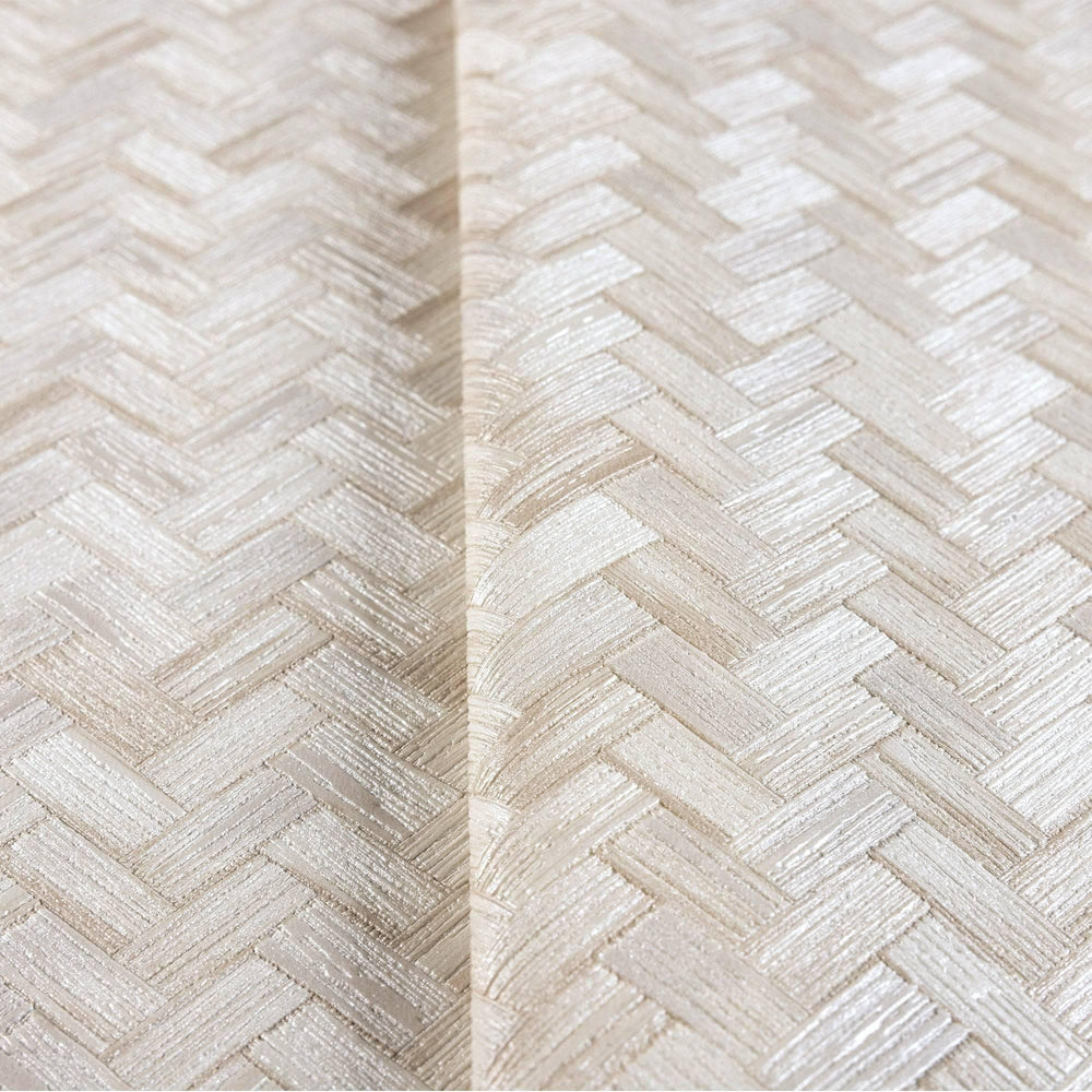 Luxury Cream Chevron Geometric 3D Embossed Wallpaper, Country Non-Woven Wall Covering, 41.7"W x 614"H, Washable Removable for