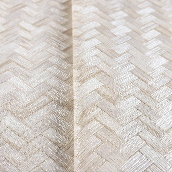 Luxury Cream Chevron Geometric 3D Embossed Wallpaper, Country Non-Woven Wall Covering, 41.7"W x 614"H, Washable Removable for