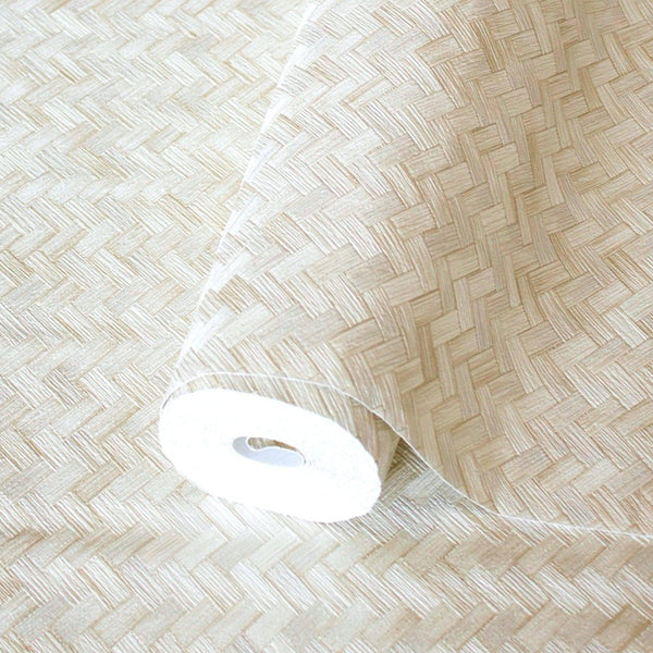 Luxury Cream Chevron Geometric 3D Embossed Wallpaper, Country Non-Woven Wall Covering, 41.7"W x 614"H, Washable Removable for