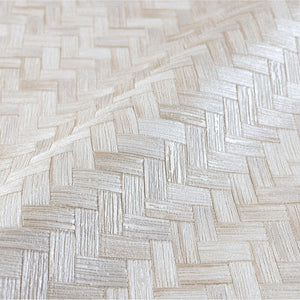 Luxury Cream Chevron Geometric 3D Embossed Wallpaper, Country Non-Woven Wall Covering, 41.7"W x 614"H, Washable Removable for