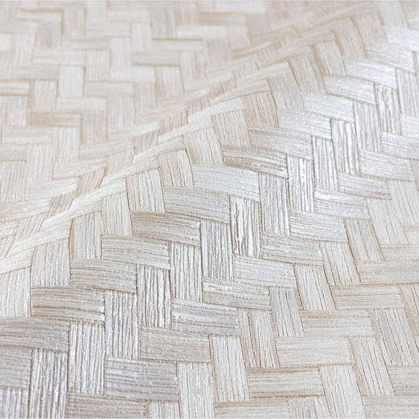 Luxury Cream Chevron Geometric 3D Embossed Wallpaper, Country Non-Woven Wall Covering, 41.7"W x 614"H, Washable Removable for