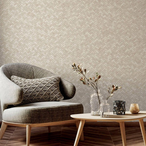 Luxury Cream Chevron Geometric 3D Embossed Wallpaper, Country Non-Woven Wall Covering, 41.7"W x 614"H, Washable Removable for