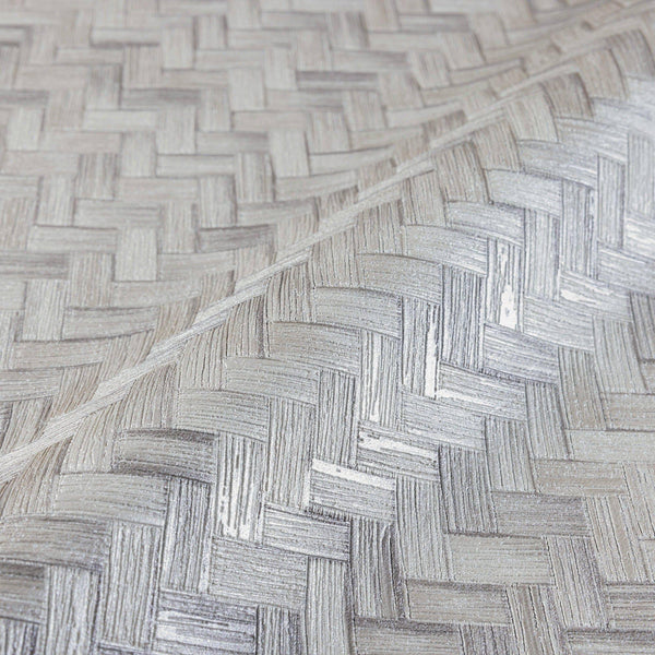 Luxury Gray Chevron Geometric 3D Embossed Wallpaper, Traditional Non-Woven Wall Covering, 41.7"W x 614"H, Washable Removable 