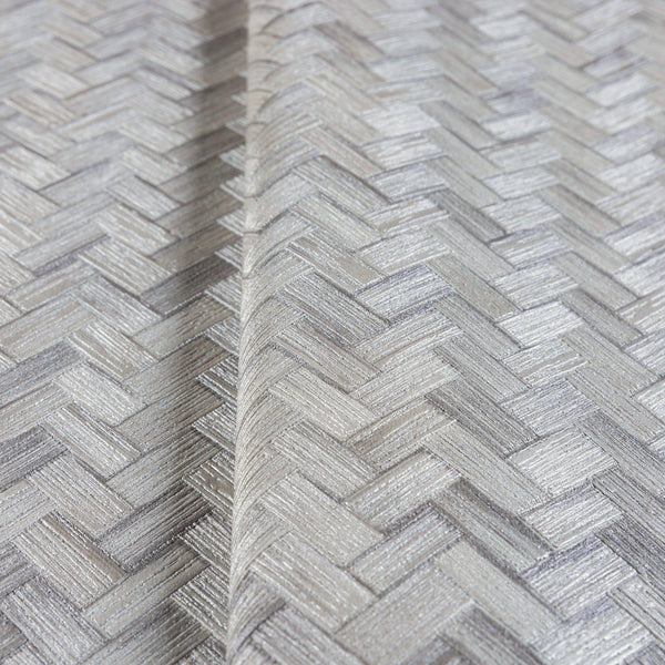 Luxury Gray Chevron Geometric 3D Embossed Wallpaper, Traditional Non-Woven Wall Covering, 41.7"W x 614"H, Washable Removable 