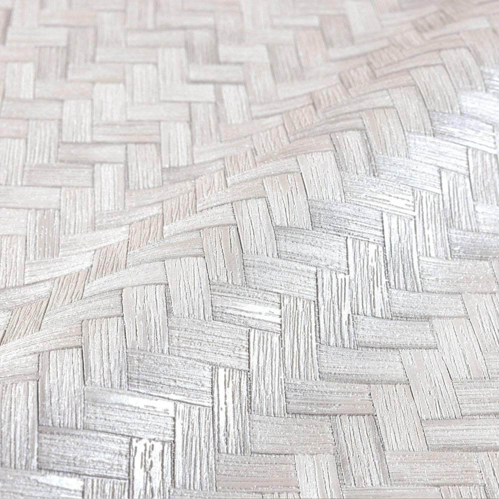 Luxury Ivory Chevron Geometric 3D Embossed Wallpaper, Coastal Non-Woven Wall Covering, 41.7"W x 614"H, Washable Removable for