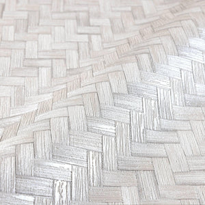 Luxury Ivory Chevron Geometric 3D Embossed Wallpaper, Coastal Non-Woven Wall Covering, 41.7"W x 614"H, Washable Removable for