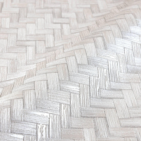 Luxury Ivory Chevron Geometric 3D Embossed Wallpaper, Coastal Non-Woven Wall Covering, 41.7"W x 614"H, Washable Removable for