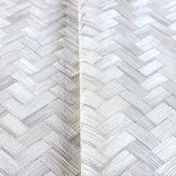 Luxury Ivory Chevron Geometric 3D Embossed Wallpaper, Coastal Non-Woven Wall Covering, 41.7"W x 614"H, Washable Removable for
