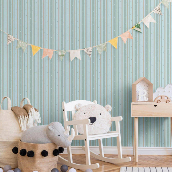 Luxury Green Striped Textured Wallpaper, Premium Non-Woven Wall Covering, 41.7"W x 614"H, Washable Removable for Living Room 