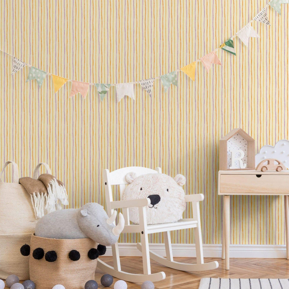 Luxury Yellow Striped Textured Wallpaper, Premium Non-Woven Wall Covering, 41.7"W x 614"H, Washable Removable for Living Room