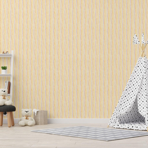 Luxury Yellow Striped Textured Wallpaper, Premium Non-Woven Wall Covering, 41.7"W x 614"H, Washable Removable for Living Room