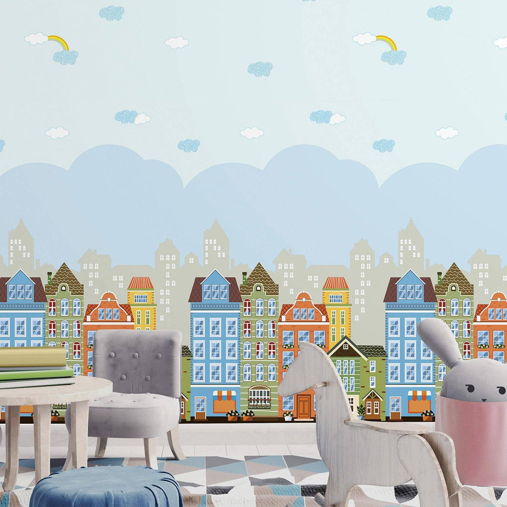 Luxury Cityscape Textured Wallpaper, Premium Non-Woven Wall Covering, 41.7"W x 614"H, Washable Removable for Living Room Bedr