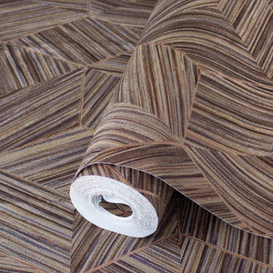 Luxury Brown Geometric Embossed 3D Embossed Wallpaper, Contemporary Non-Woven Wall Covering, 41.7"W x 398"H, Washable Removab