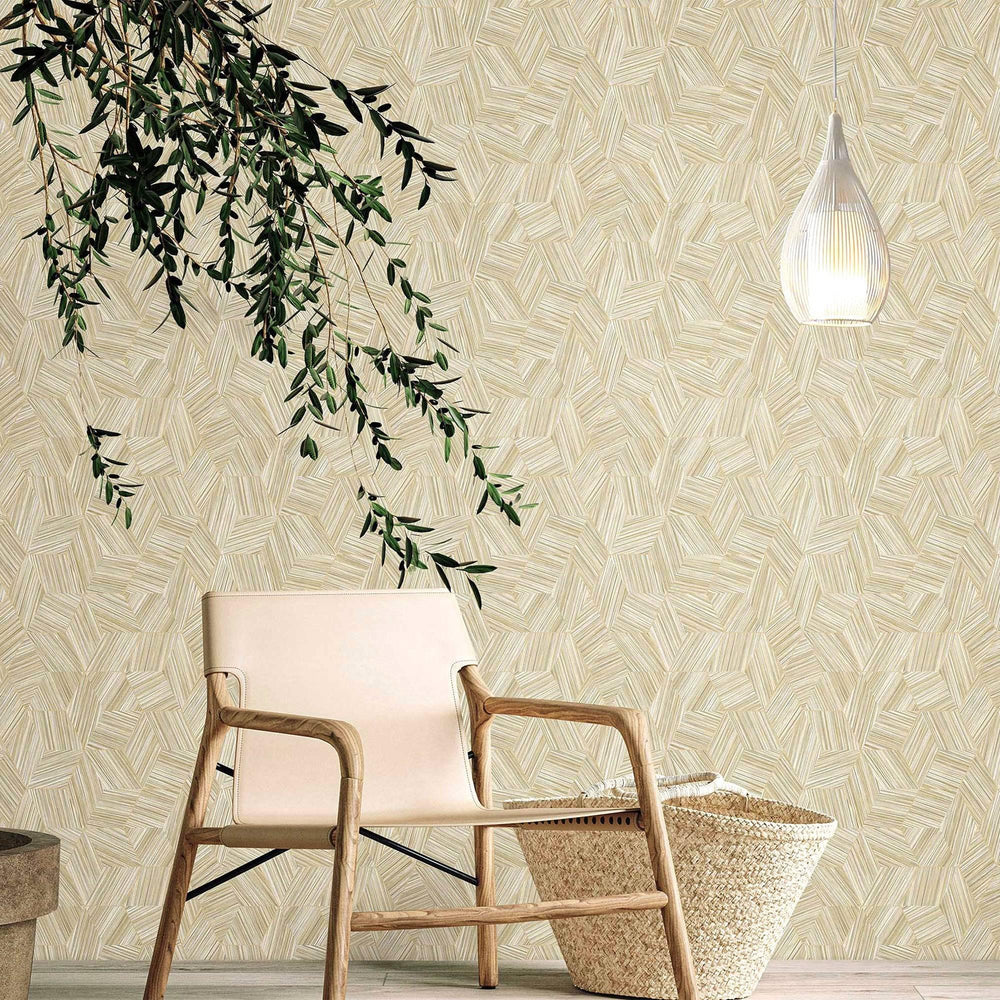 Luxury Cream Geometric Embossed 3D Embossed Wallpaper, Elegant Non-Woven Wall Covering, 41.7"W x 398"H, Washable Removable fo