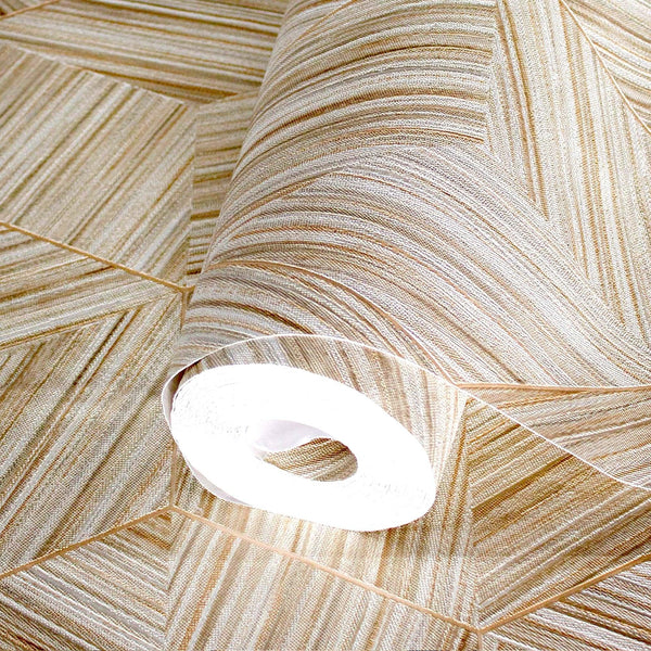 Luxury Cream Geometric Embossed 3D Embossed Wallpaper, Elegant Non-Woven Wall Covering, 41.7"W x 398"H, Washable Removable fo