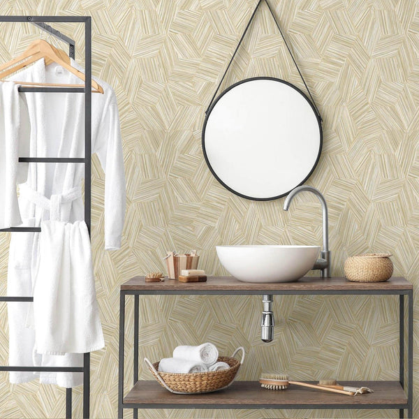 Luxury Cream Geometric Embossed 3D Embossed Wallpaper, Elegant Non-Woven Wall Covering, 41.7"W x 398"H, Washable Removable fo
