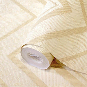 Luxury Cream Chevron Textured 3D Embossed Wallpaper, Modern Non-Woven Wall Covering, 41.7"W x 398"H, Washable Removable for L