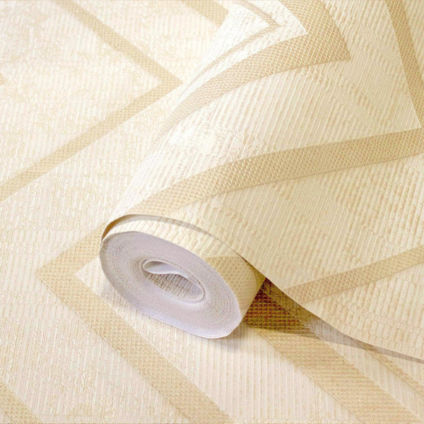 Luxury Cream Chevron Textured 3D Embossed Wallpaper, Modern Non-Woven Wall Covering, 41.7"W x 398"H, Washable Removable for L