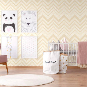 Luxury Cream Chevron Textured 3D Embossed Wallpaper, Modern Non-Woven Wall Covering, 41.7"W x 398"H, Washable Removable for L