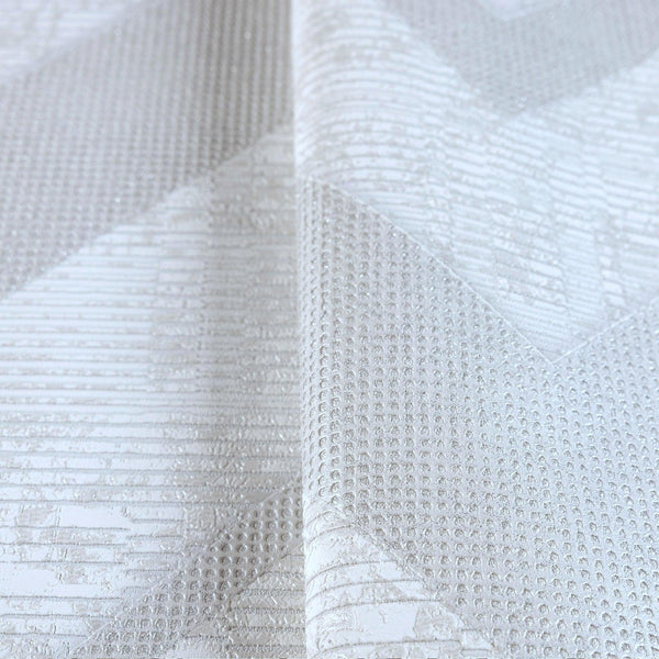 Luxury White Chevron Textured 3D Embossed Wallpaper, Industrial Non-Woven Wall Covering, 41.7"W x 398"H, Washable Removable f