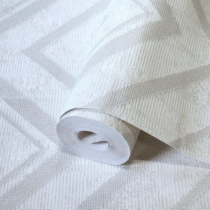 Luxury White Chevron Textured 3D Embossed Wallpaper, Industrial Non-Woven Wall Covering, 41.7"W x 398"H, Washable Removable f