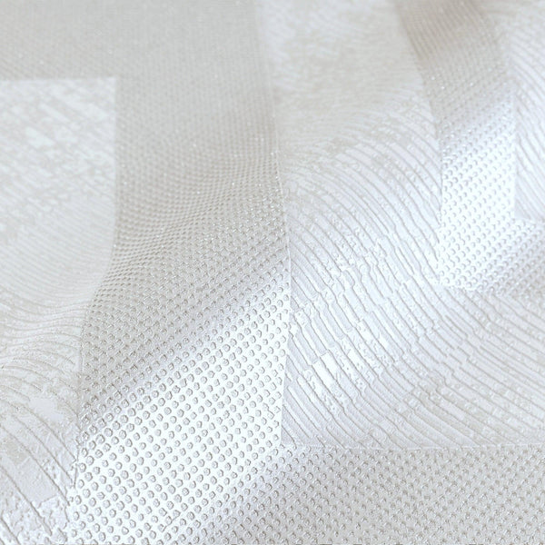 Luxury White Chevron Textured 3D Embossed Wallpaper, Industrial Non-Woven Wall Covering, 41.7"W x 398"H, Washable Removable f