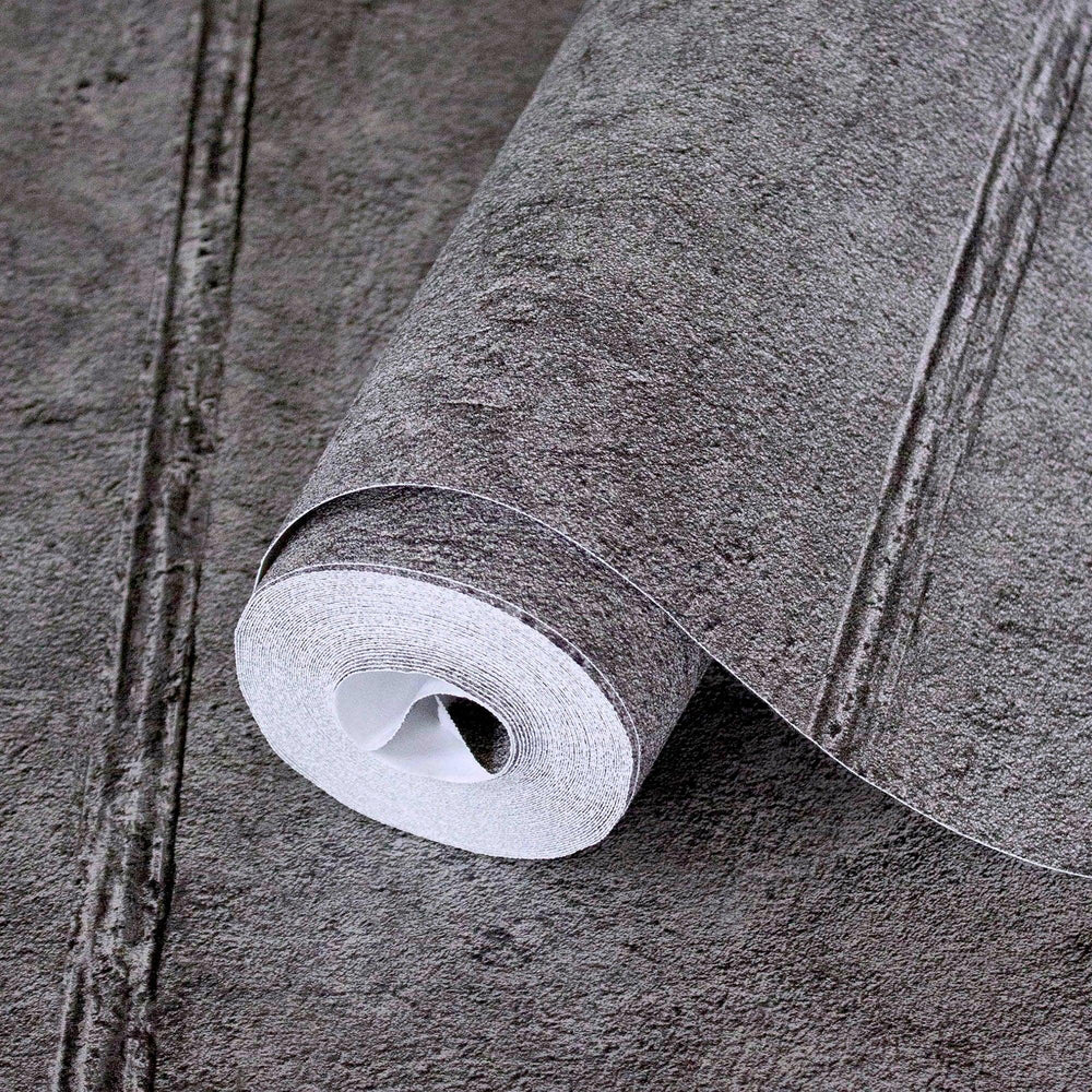 Luxury Gray Stone Textured Wallpaper, Contemporary Non-Woven Wall Covering, 41.7"W x 398"H, Washable Removable for Living Roo