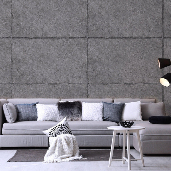 Luxury Gray Stone Textured Wallpaper, Contemporary Non-Woven Wall Covering, 41.7"W x 398"H, Washable Removable for Living Roo