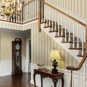 Luxury Beige Striped Stripe Wallpaper, Traditional Non-Woven Wall Covering, 41.7"W x 398"H, Washable Removable for Living Roo